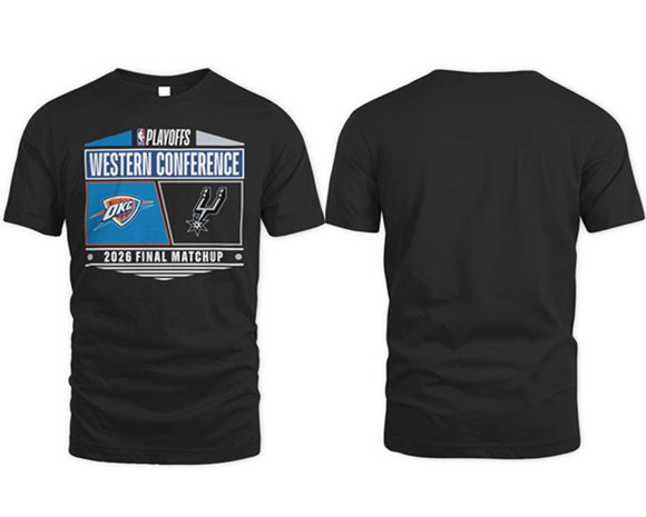 Men's Black Oklahoma City Thunder Vs San Antonio Spurs Western Conference 2026 Final Matchup T-Shirt